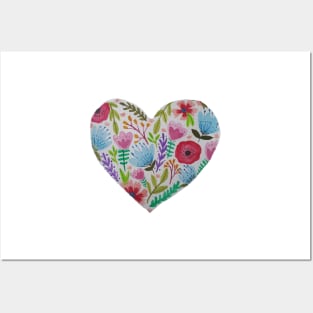 Watercolor floral heart Posters and Art